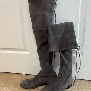 Stuart Weitzman Grey Nappa FlatsCrunchy Loafers